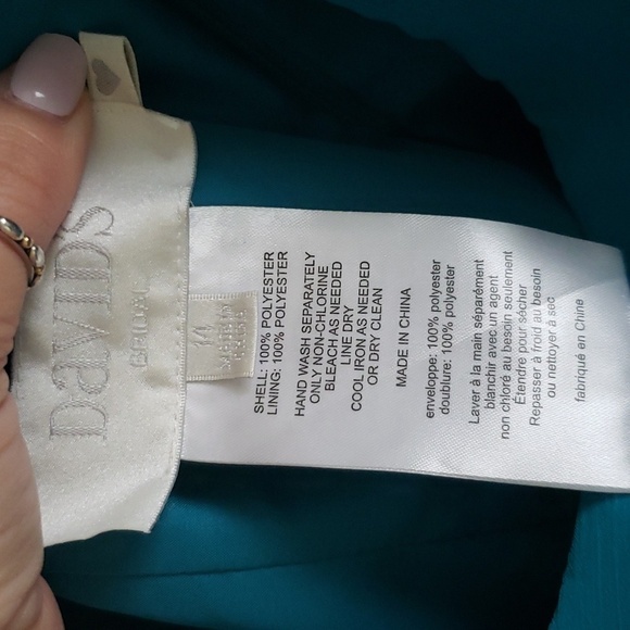 David's bridal teal one shoulder ruched bodice, a line maxi brides maids… - Picture 5 of 6